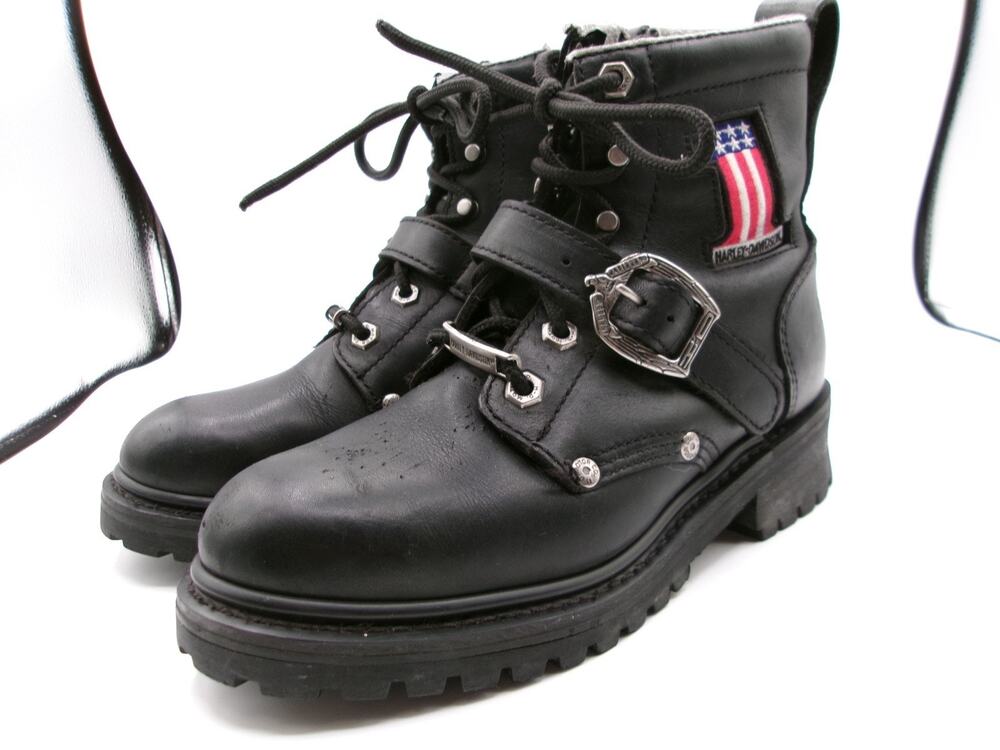 Harley Davidson Black Leather Boots Womens Size 6.5 84290 Biker
